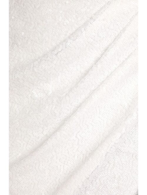 Lulus Love and Splendor White Sequin Long Sleeve Two-Piece Mini Dress
