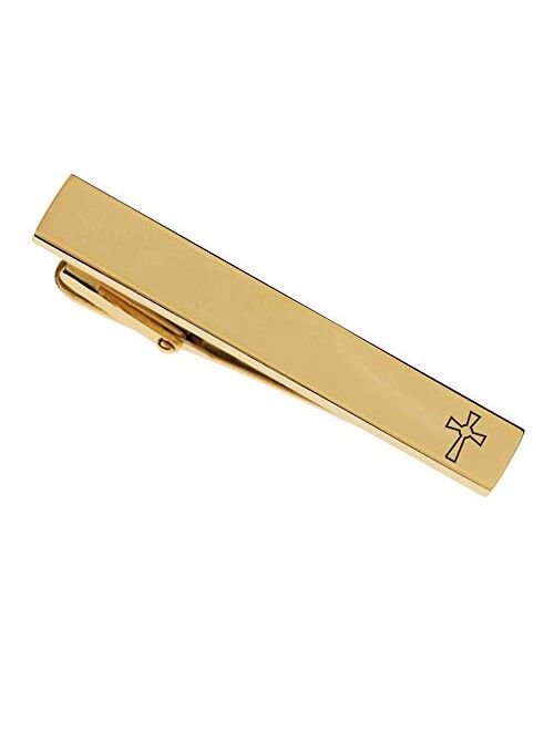 A & L Engraving Personalized Gold Stainless Steel Cross Tie Clip Custom Engraved Free - Ships from USA