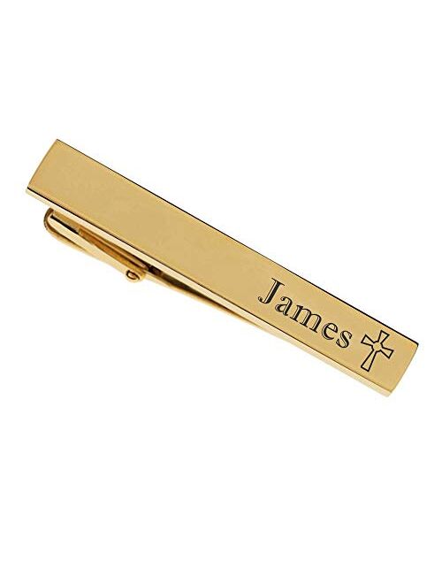 A & L Engraving Personalized Gold Stainless Steel Cross Tie Clip Custom Engraved Free - Ships from USA