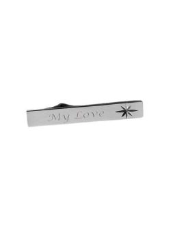 Personalized Stainless Steel Silver Star Design Tie Clip Custom Engraved Free - Ships from USA