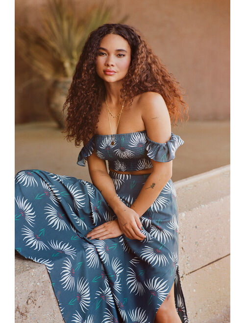 Lulus Trancoso Navy Blue Floral Print Two-Piece Maxi Dress