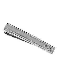 Personalized Two Tone Silver Tie Clip Custom Engraved Free - Ships from USA