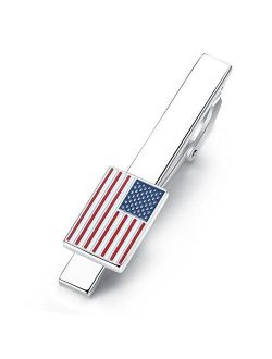 Men US Flag Tie Clip Bar Stars Stripes American Flag Wedding Gift 5.4cm