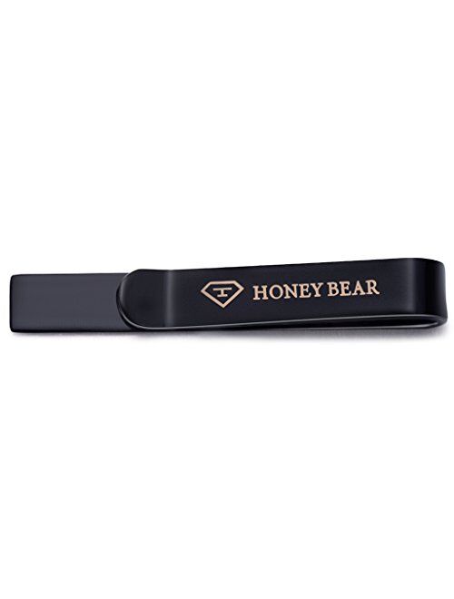 HONEY BEAR Mens Boys Skinny Tie Clip Bar for Narrow Tie Wedding Gift 4cm