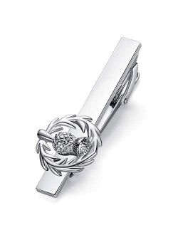 Mens Scortland Thistle Flower Tie Clip Bar for Normal Size Gift 5.4cm