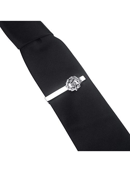 HONEY BEAR Mens Scortland Thistle Flower Tie Clip Bar for Normal Size Gift 5.4cm