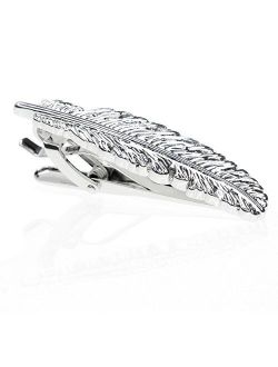 Mens Feather Tie Clip Bar Normal Size Steel for Wedding Gift 5.4cm