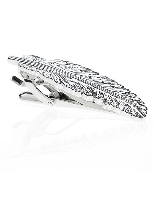 HONEY BEAR Mens Feather Tie Clip Bar Normal Size Steel for Wedding Gift 5.4cm