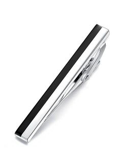 Mens Tie Clip Bar for Normal Size Tie Wedding Gift 5.5cm Silver Black