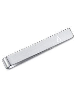 Mens Initial Alphabet Letter Tie Clip Bar Skinny Narrow Gift 4cm