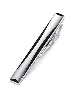 Mens Tie Clip Bar for Normal Size Steel Business Wedding Gift 5.5cm (Silver with black)