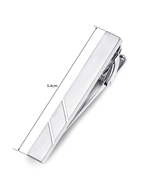HONEY BEAR Mens Tie Clip Bar for Normal Size Business Wedding Gift Silver 5.4cm