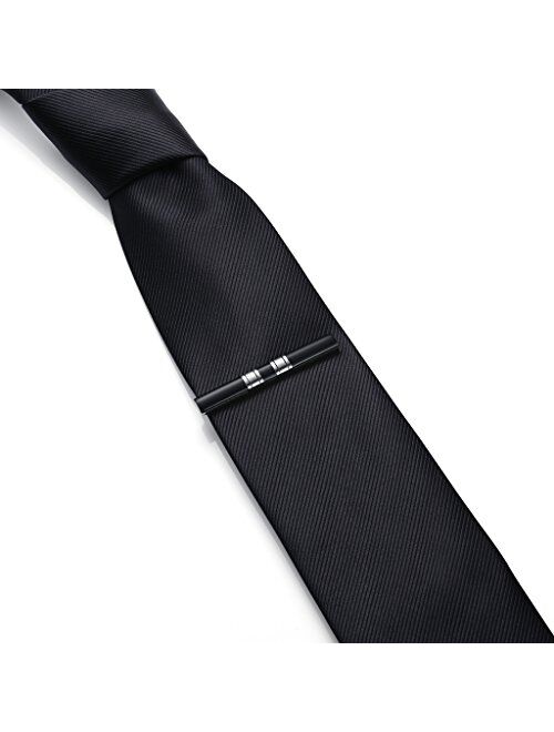HONEY BEAR Mens Tie Clip Bar for Normal Size Tie Wedding Gift 5.5cm Black