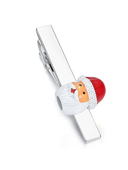 HONEY BEAR Mens Tie Clip Bar Normal Size Christmas Santa Claus for Xmas Gift 5.4cm
