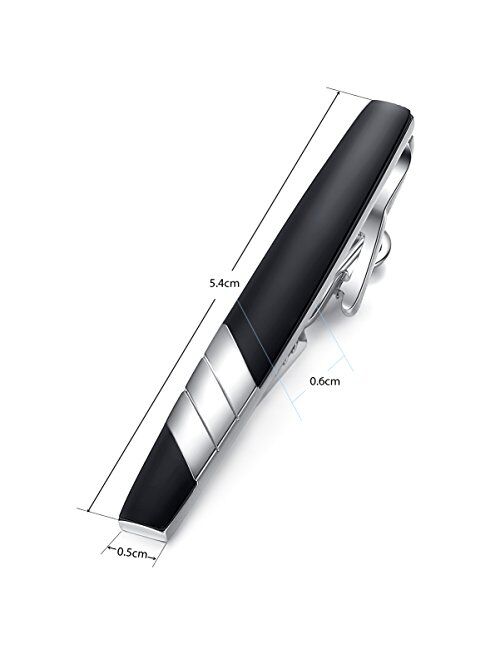 HONEY BEAR Mens Tie Clip Bar Normal Size for Business Wedding Gift 5.4cm Black