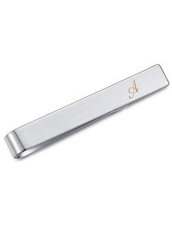 Mens Initial Alphabet Letter Tie Clip Bar Normal Size Gift 5.4cm