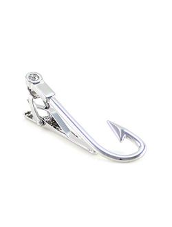 Fishing Hook Tie Clip Rhodium Plated Nolvety Fishhook Tie Clip With Box