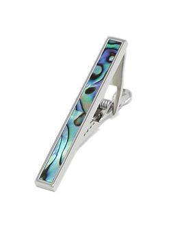 Classic Stone Tie Clip 2 Inch Semiprecious Stone Tie Bar with Gift Box Men Abalone Tie Clip