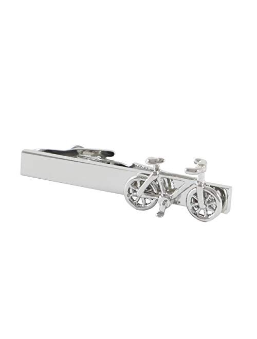 MENDEPOT Bike Tie Clip Rhodium Plated Bicycle Tie Bar with Gift Box
