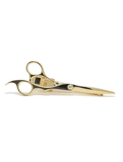 MENDEPOT Novelty Barber Scissors Tie Clip Silver Tone Scissors Tie Clip with Box