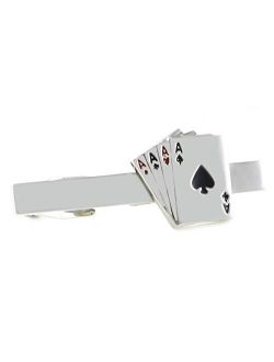 Silver Tone Poker Tie Clip with Box 4 Aces Tie Clip Bridge Game Tie Clip