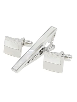 Classic Stone Cufflinks And Tie Clip Set With Gift Box Mother Pearl Cufflinks Tie Clip Abalone Men Shirt Set
