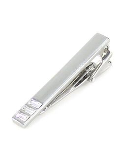 Classic Silver Tone Clear Crystals Tie Clip in Box