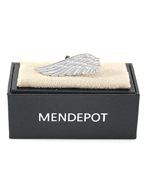 MENDEPOT Fashion Silver Tone Wing Tie Clip in Box