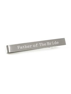 Brushed Silver Tone Wedding Theme Tie Clip with Box Father of The Bride Tie Slide