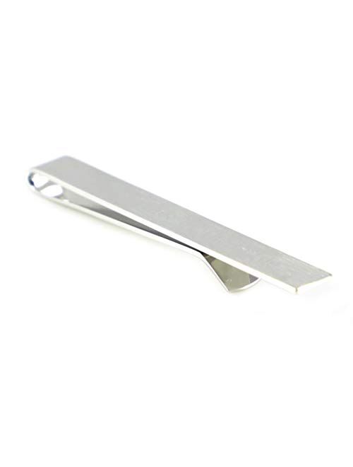 MENDEPOT Brushed Silver Tone Wedding Theme Tie Clip with Box Father of The Bride Tie Slide