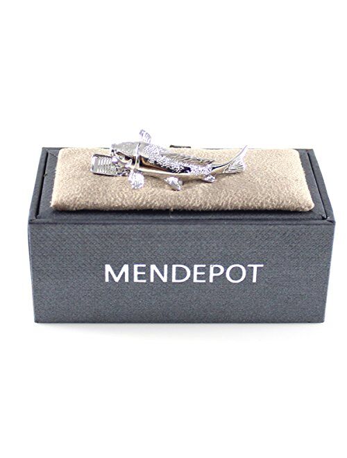 MENDEPOT Carp Tie Clip Rhodium Plated Fashion Men Koi Carp Tie Clip in Gift Box