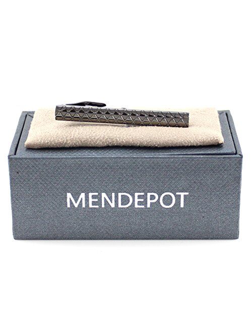 MENDEPOT Classic Gunmetal Plated Diamond Pattern Tie Clip In Box