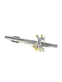Fashion Silver and Gold Two-Tone Dancer Tie Clip with Box Wedding Dancer Cufflinks