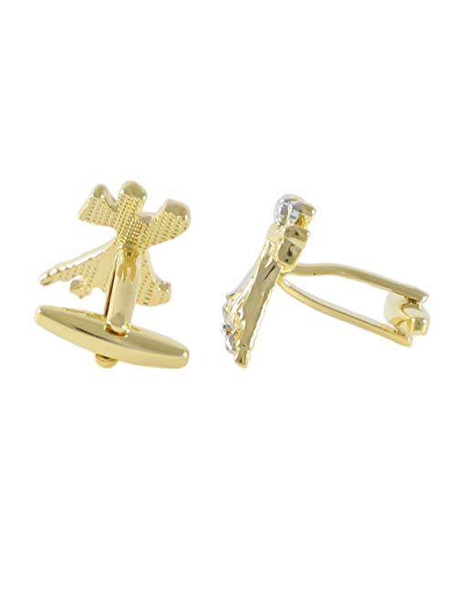 MENDEPOT Fashion Silver and Gold Two-Tone Dancer Tie Clip with Box Wedding Dancer Cufflinks
