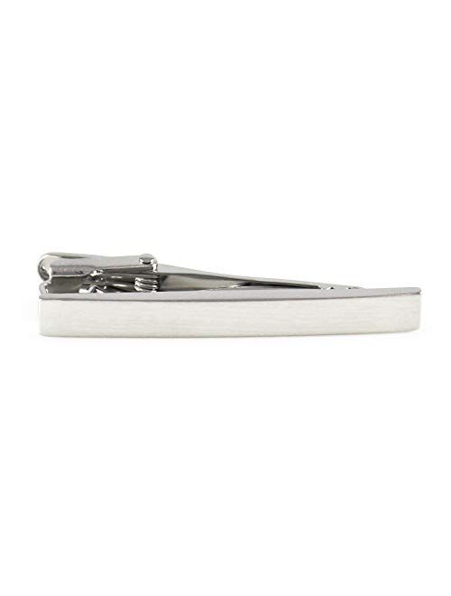 MENDEPOT Classic Brushed Silver Tone Curved Tie Clip with Box