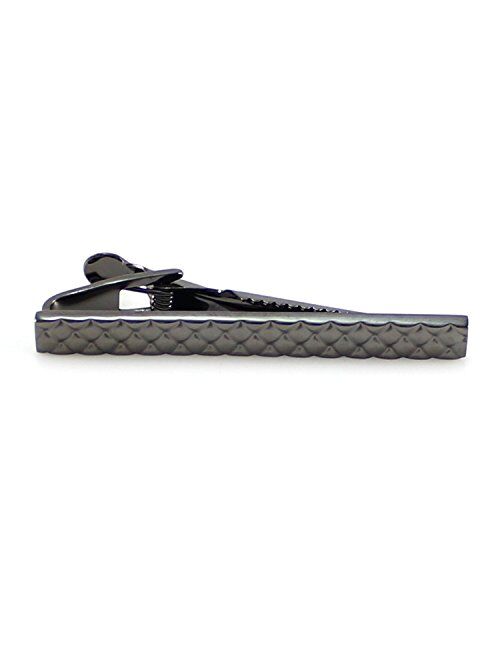 MENDEPOT Classic Gunmetal Plated Embossed Diamond Tie Clip in Box