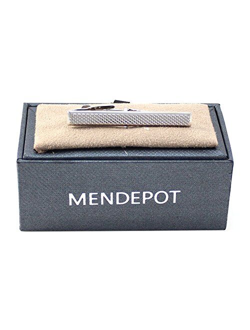 MENDEPOT Dot Tie Clip in Box Rhodium Plated Classic Dots Tie Clip in Box