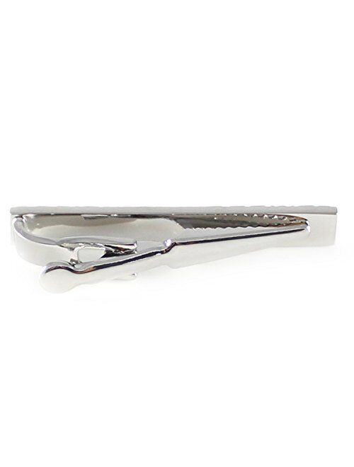 MENDEPOT Classic Check Pattern tie Clip Rhodium Plated tie Clip in a Gift Box