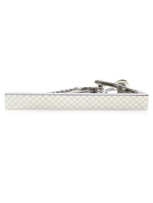 MENDEPOT Classic Grid Pattern Tie Clip in Box