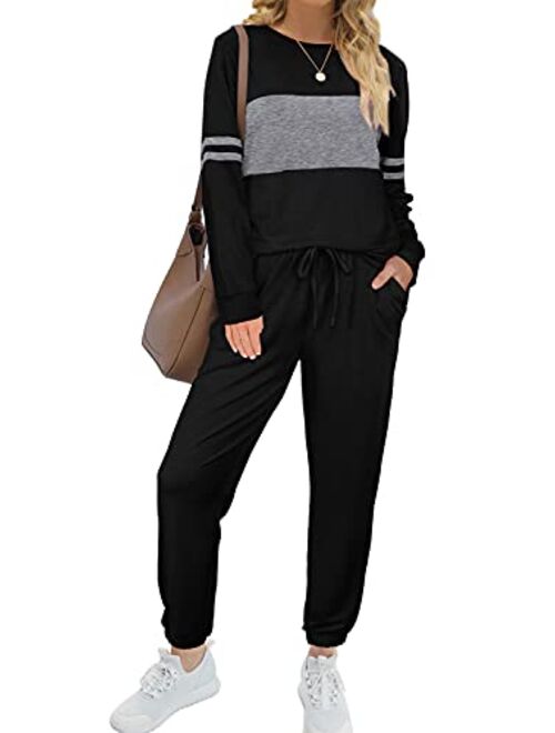 Sipaya Colorblock Sweatsuits Sets for Women 2 Piece Casual Outfits Lounge Sets 