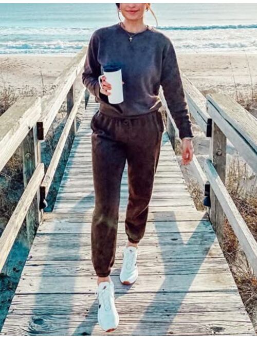 Hotouch Women Velour Tracksuit Tie Dye 2 Piece Sweatsuits Long Sleeve Jogging Suits Sports Outfit