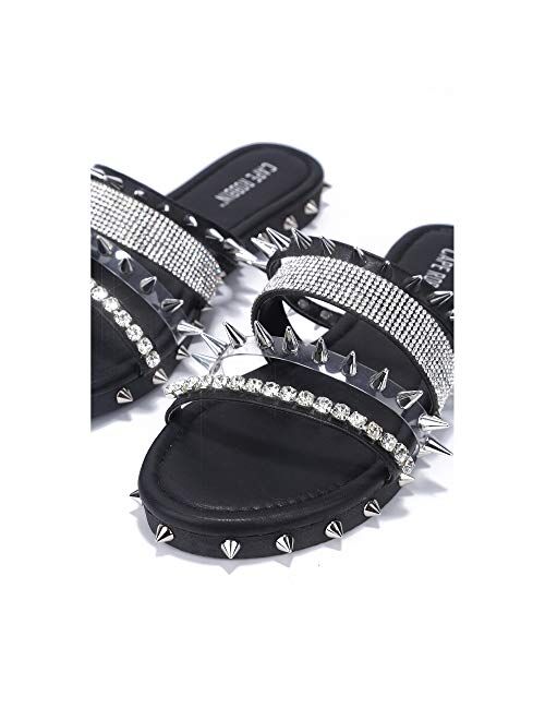 Cape Robbin Xtreme Sandals Slides for Women, Studded Womens Mules Slip On Shoes