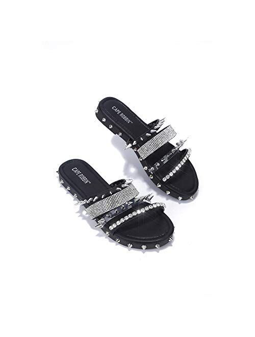 Cape Robbin Xtreme Sandals Slides for Women, Studded Womens Mules Slip On Shoes