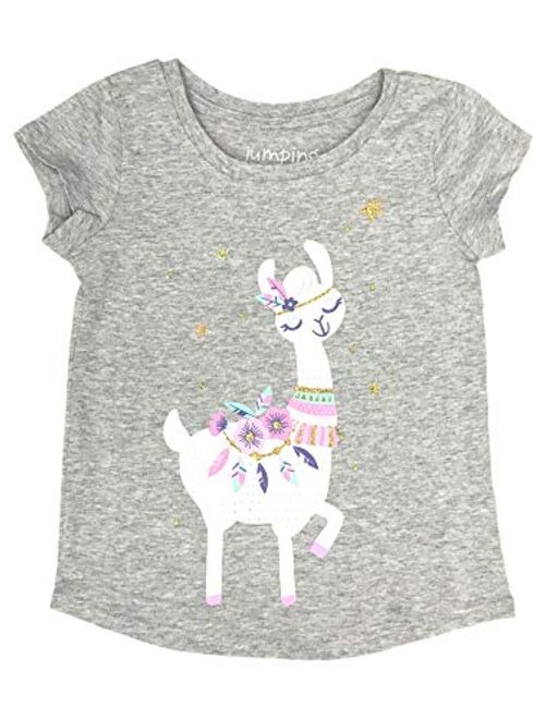 Jumping Beans Toddler Girls Gray Glitter Llama Alpaca T-Shirt Tee Shirt