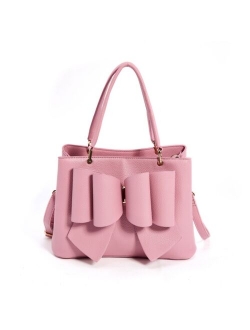 Women's Jenna Elegant Bow Triple Compartment Vegan Leather Fashionable Satchel