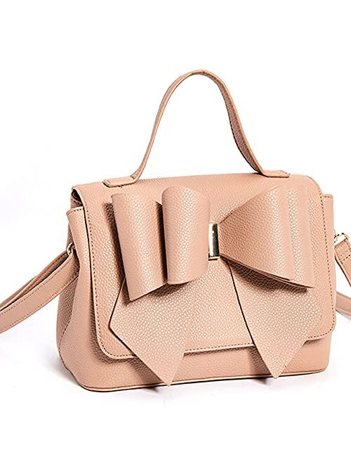 LIKE DREAMS Women's Vegan Leather Bowtie Top Handle Fashion Satchel Handbag