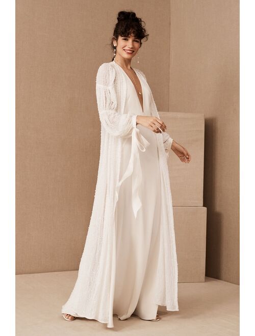 BHLDN Adria Cape Sheer Tulle Cape Scattered With Pearl Beadwork
