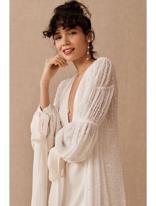 BHLDN Adria Cape Sheer Tulle Cape Scattered With Pearl Beadwork
