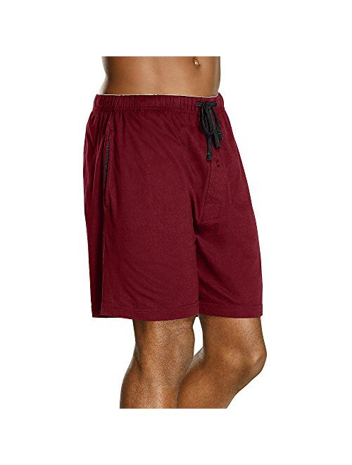 Hanes Men's 2-Pack Cotton Lounge Drawstring Knit Shorts with Waistband & Pockets