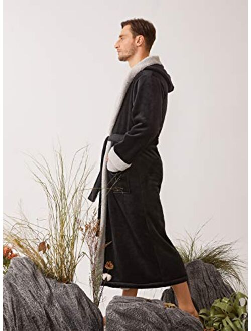 DAVID ARCHY Men's Soft Fleece Plush Robe Full Length Long Bathrobe